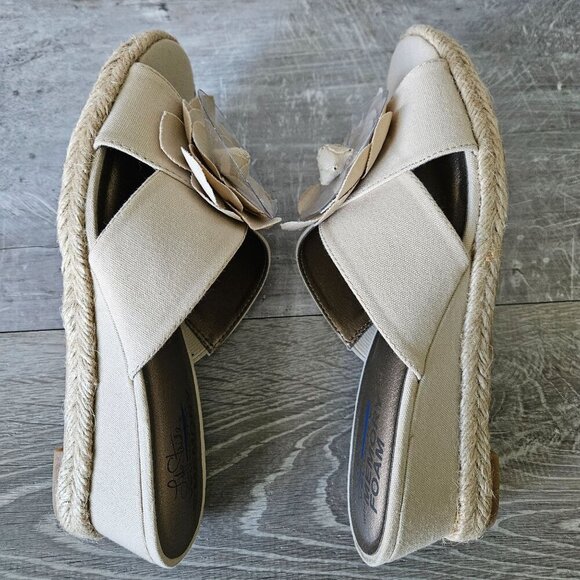 LifeStride Womens Beige Omega Wedge Sandal Flower Memory Foam Size 7M Boho Coast - Picture 10 of 16